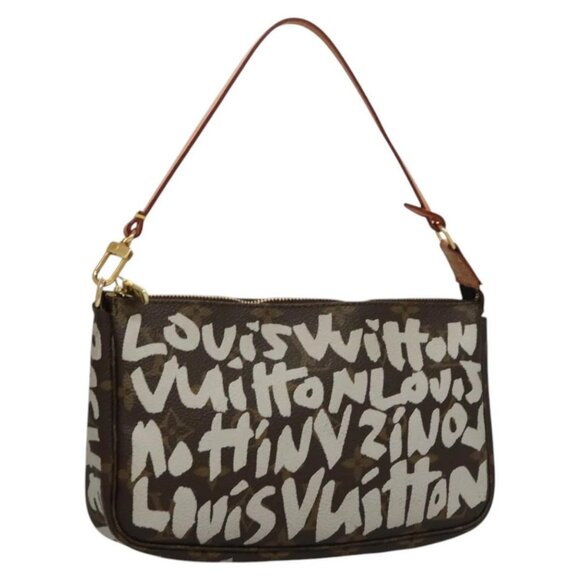 LOUIS VUITTON Monogram Graffiti Pochette Pouch White - Picture 1 of 15